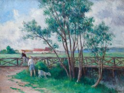 maximilien luce - guernes -  la passerelle sur le bras de la seine
